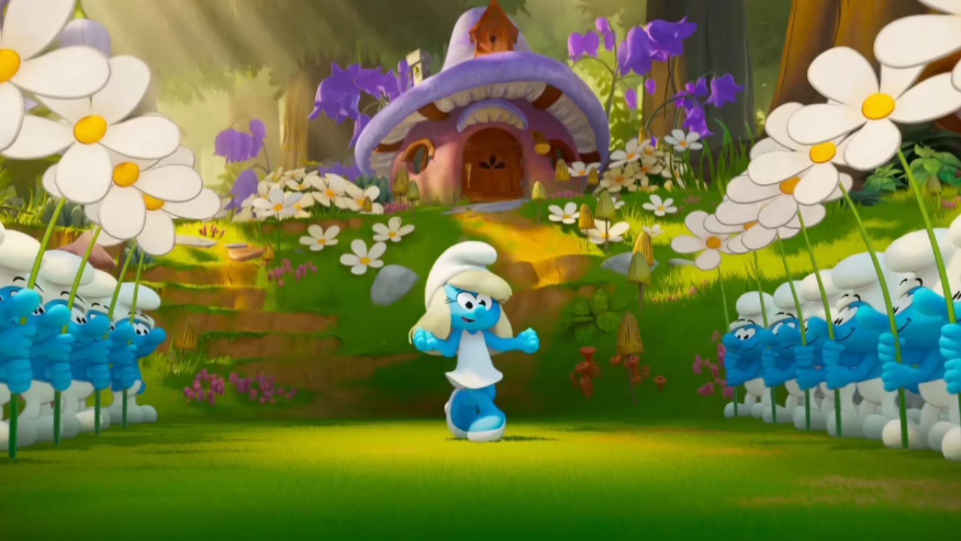 Still from the official trailer of Smurfs (Image via YouTube/Paramount Pictures)